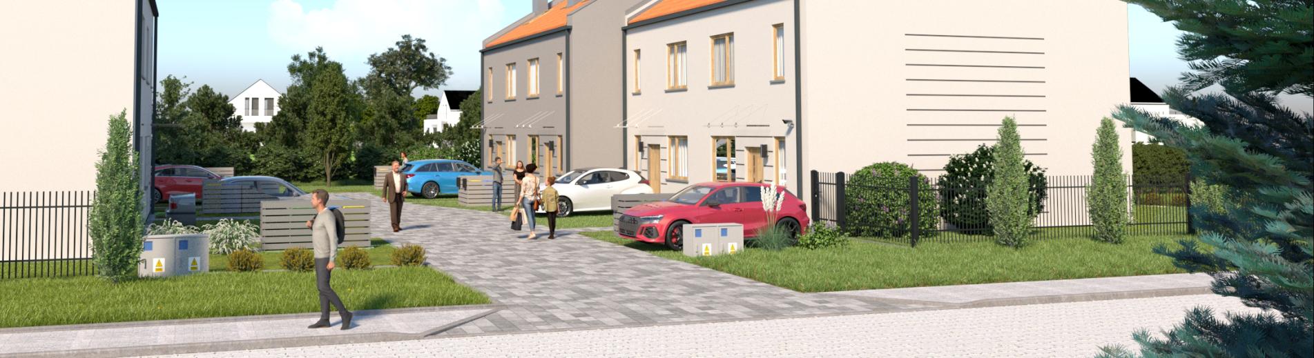 Domy przy ul. Warsztatowej, Biestrzyków - widok od strony ulicy