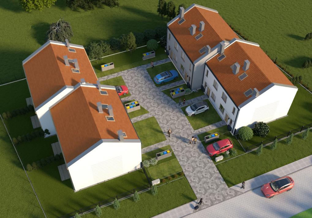 Domy przy ul. Warsztatowej, Biestrzyków - widok z lotu ptaka