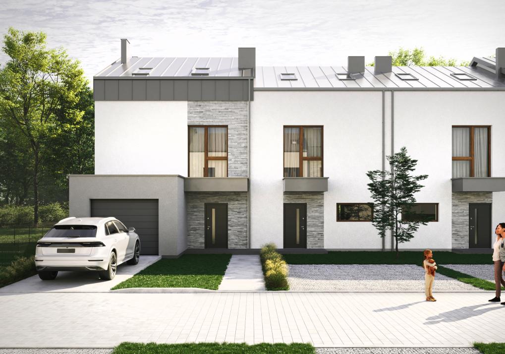 Domy w Baszkówce - widok elewacji frontowej