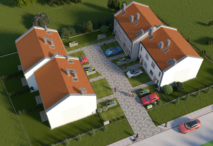 Domy przy ul. Warsztatowej, Biestrzyków - widok z lotu ptaka