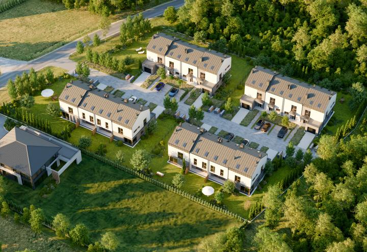 Domy w Baszkówce – widok z lotu ptaka